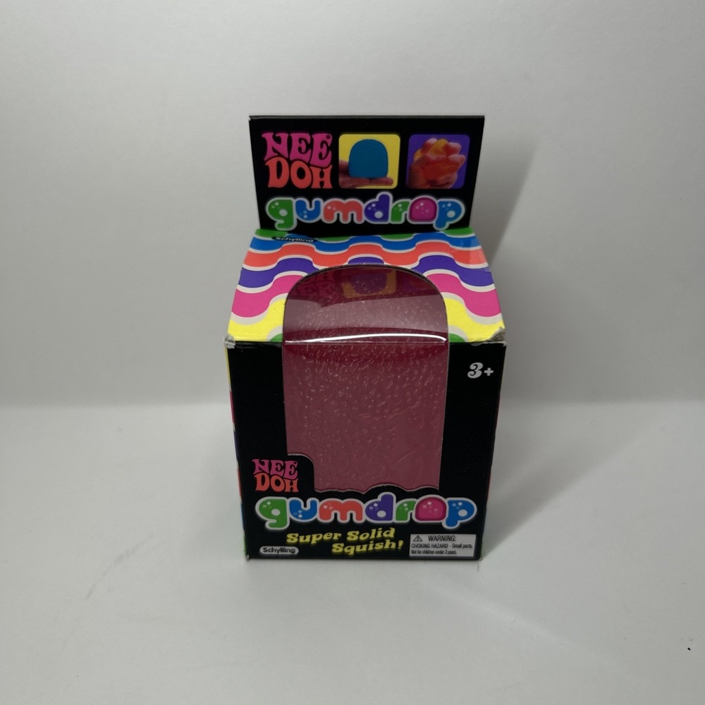 Nee Doh Gumdrop Super Solid Squish Needoh Gum Drop Pink OPEN BOX Rip in Box